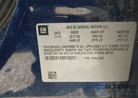 2011 Chevrolet Malibu Ltz из США, поврежденный, VIN 1G1ZE5E1XBF246201